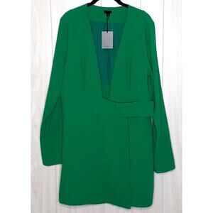 NBD Revolve Josiah Kelly Green Long Sleeve Mini Dress Deep Front V Size XL